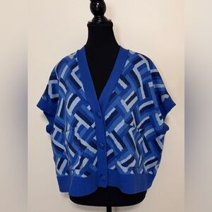 Isaac Mizrahi Live Patchwork Jaquard Sweater Cardigan